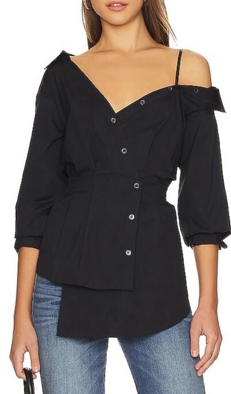 Veronica Beard Tomasi Off The Shoulder Top Black Size 4